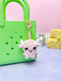 Image 2 of Pink Highland Cow Cute Bag Charm Plushie
