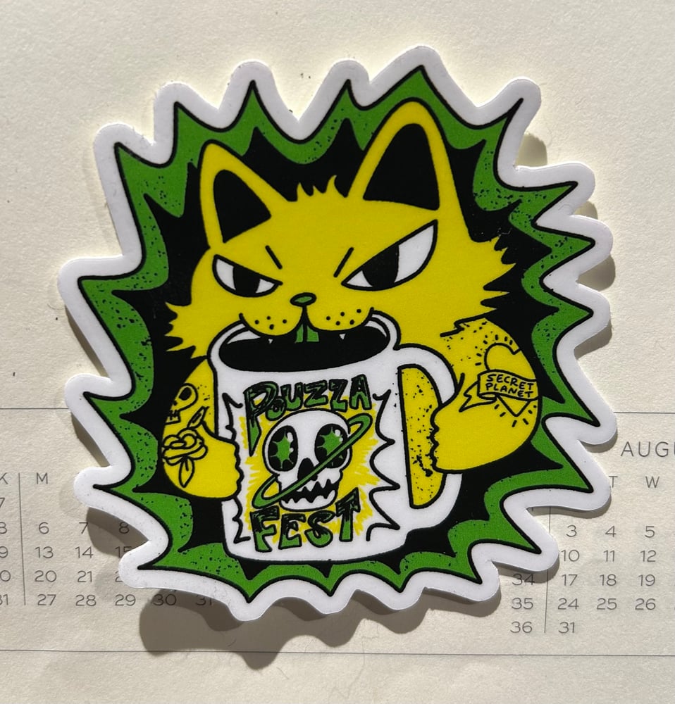 Image de " Coffee Cat " Pouzza Sticker / Collant
