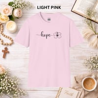 Image 4 of Hope Floral T‑Shirt — Minimal Script Flower Tee for Support & Awareness