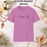 Image 5 of Hope Floral T‑Shirt — Minimal Script Flower Tee for Support & Awareness