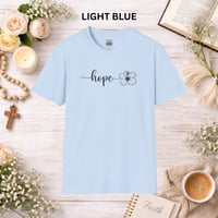 Image 6 of Hope Floral T‑Shirt — Minimal Script Flower Tee for Support & Awareness