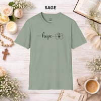 Image 9 of Hope Floral T‑Shirt — Minimal Script Flower Tee for Support & Awareness