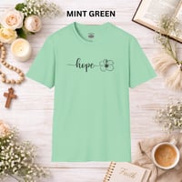 Image 10 of Hope Floral T‑Shirt — Minimal Script Flower Tee for Support & Awareness