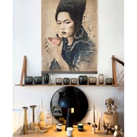 Image 3 of Panneau en papier froissé "Pause thé chez les Hmong noirs"