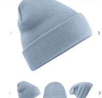 Image 3 of Dusky blue cuffed beanie