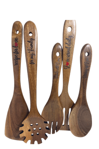 Image 3 of Custom Engraved Wooden Utensil Set