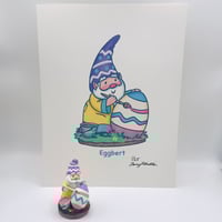 Image 1 of Eggbert the eggtra-ordinary gnome artist 8.5” x 11” print