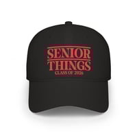 Image 1 of Senior Things Class of 2026 Baseball Cap — Red Retro Graduation Hat