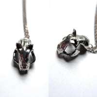 Sterling Silver Cat Skull Necklace 