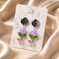LIGHT PURPLE TULIPS WITH BUTTERFLY DANGLE