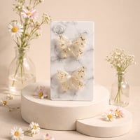 WHITE AND GOLD SPECKLED STUD EARRINGS