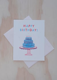 Image 1 of Birthday Cake Risograph Greeting Card