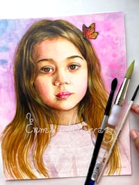 Image 1 of Custom portrait  watercolor painting 100% handmade- various sizes