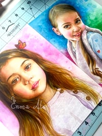 Image 2 of Custom portrait  watercolor painting 100% handmade- various sizes