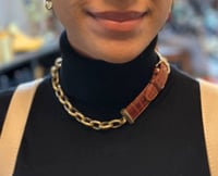 Image 2 of Vintage Leather Brass Chokers 