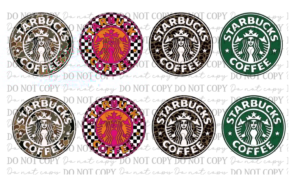 Image of Starbucks Car Coaster Sublimation Prints – 8 designs per sheet (8.5"x14")