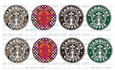 Image of Starbucks Car Coaster Sublimation Prints – 8 designs per sheet (8.5"x14")