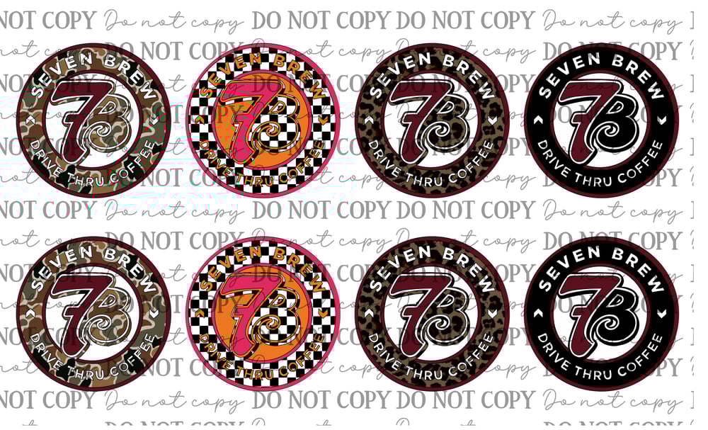 Image of 7 Brew Car Coaster Sublimation Prints – 8 designs per sheet (8.5"x14")