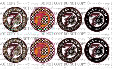 Image of 7 Brew Car Coaster Sublimation Prints – 8 designs per sheet (8.5"x14")