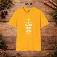 Image 6 of Faith Hope Love T-Shirt — Inspirational Christian Tee with Cross