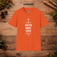 Image 7 of Faith Hope Love T-Shirt — Inspirational Christian Tee with Cross