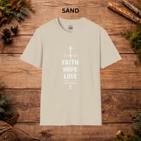 Image 8 of Faith Hope Love T-Shirt — Inspirational Christian Tee with Cross