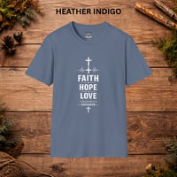 Image 9 of Faith Hope Love T-Shirt — Inspirational Christian Tee with Cross