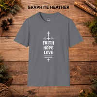 Image 11 of Faith Hope Love T-Shirt — Inspirational Christian Tee with Cross