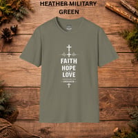 Image 12 of Faith Hope Love T-Shirt — Inspirational Christian Tee with Cross