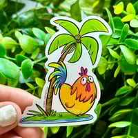 Image 1 of Chicken and a Palm Tree Waterproof Stickers