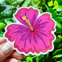 Image 1 of Pink Hibiscus Waterproof Stickers