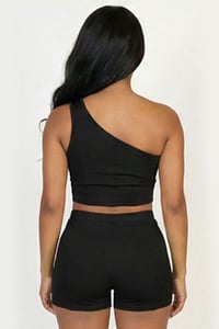 Image 1 of Women’s Crop Top & High-Waisted Shorts Set – Bodycon 2-Piece Outfit, Stretchy Summer Cl