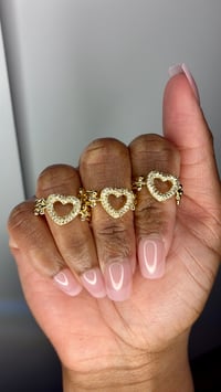 Image 1 of Golden Heart Charm Adjustable Ring 
