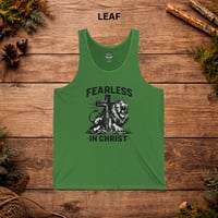 Image 3 of Fearless in Christ Tank Top — Christian Lion Cross Faith Tank