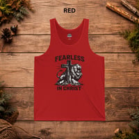 Image 5 of Fearless in Christ Tank Top — Christian Lion Cross Faith Tank
