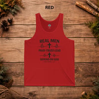 Image 6 of Real Men Pray Trust Lead Tank Top — Christian Faith-Based Men’s Tank