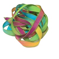 Image 4 of 1PC.  WOODSTOCK  42" Hand Dyed Finished Edge Silk Wrist Wrap Bracelet/Jewelry/Craft Ribbons