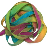 Image 5 of 1PC.  WOODSTOCK  42" Hand Dyed Finished Edge Silk Wrist Wrap Bracelet/Jewelry/Craft Ribbons