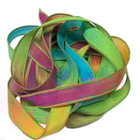 Image 6 of 1PC.  WOODSTOCK  42" Hand Dyed Finished Edge Silk Wrist Wrap Bracelet/Jewelry/Craft Ribbons