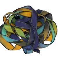 Image 1 of 1PC. GALAXY 42" Hand Dyed Finished Edge Silk Wrist Wrap Bracelet/Jewelry/Craft Ribbons