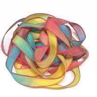 Image 1 of 1PC. CIRCUS CLOWNS 42" Hand Dyed Finished Edge Silk Wrist Wrap Bracelet/Jewelry/Craft Ribbons