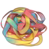 Image 3 of 1PC. CIRCUS CLOWNS 42" Hand Dyed Finished Edge Silk Wrist Wrap Bracelet/Jewelry/Craft Ribbons