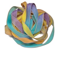 Image 1 of 1PC. TULIP GARDEN 42" Hand Dyed Finished Edge Silk Wrist Wrap Bracelet/Jewelry/Craft Ribbons