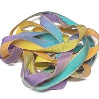 Image 2 of 1PC. TULIP GARDEN 42" Hand Dyed Finished Edge Silk Wrist Wrap Bracelet/Jewelry/Craft Ribbons