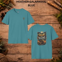 Image 4 of Walk By Faith T-Shirt | Christian cross faith design, 2 Corinthians 5:7