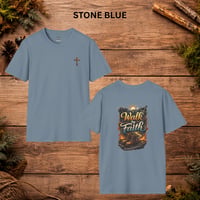 Image 5 of Walk By Faith T-Shirt | Christian cross faith design, 2 Corinthians 5:7