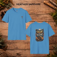 Image 6 of Walk By Faith T-Shirt | Christian cross faith design, 2 Corinthians 5:7