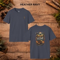 Image 9 of Walk By Faith T-Shirt | Christian cross faith design, 2 Corinthians 5:7