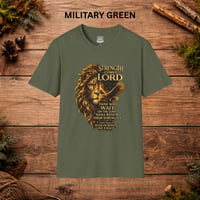 Image 4 of Strength Comes From the Lord Lion T‑Shirt — Isaiah 40:31 Christian Faith Tee