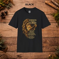 Image 5 of Strength Comes From the Lord Lion T‑Shirt — Isaiah 40:31 Christian Faith Tee